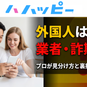 【2026年最新】ハッピーメールに外国人はいる？業者・国際ロマンス詐欺の見分け方と確実に出会うコツを徹底解説
