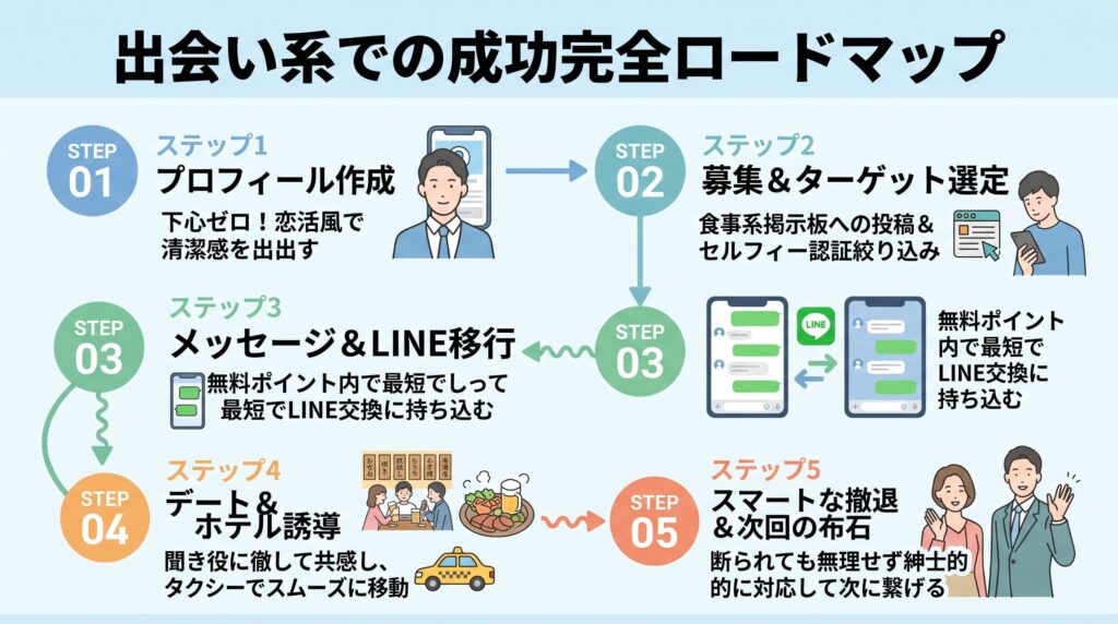 【コピペOK】出会い系でタダマンを成功させる完全ロードマップの概要