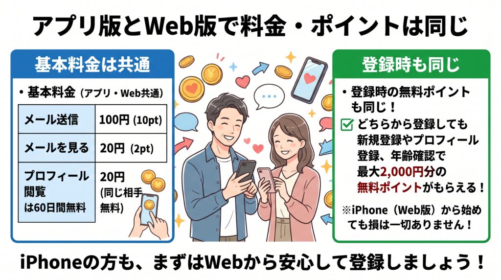 アプリ版とWeb版で料金・ポイントは同じの概要