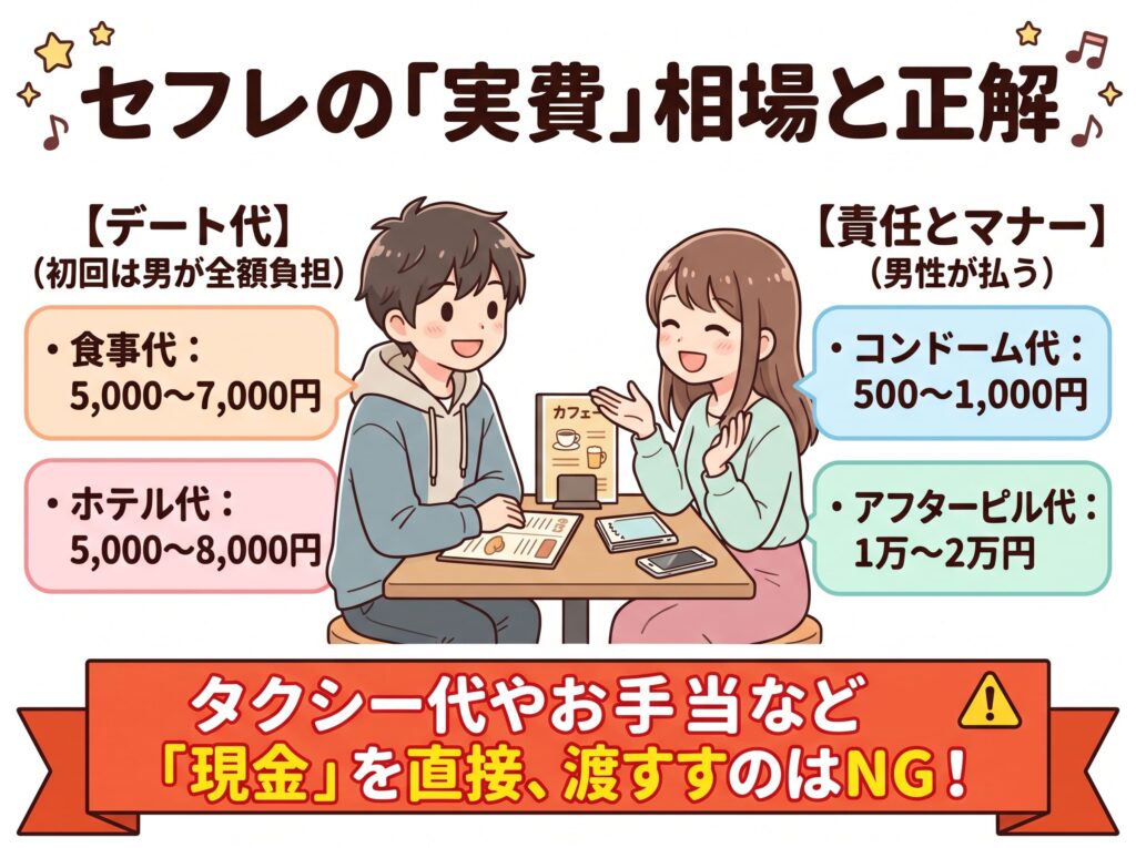 セフレ関係で発生する「実費」の正解ラインと相場の概要