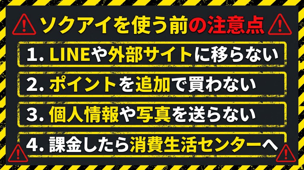 ソクアイを使う前の注意点の概要