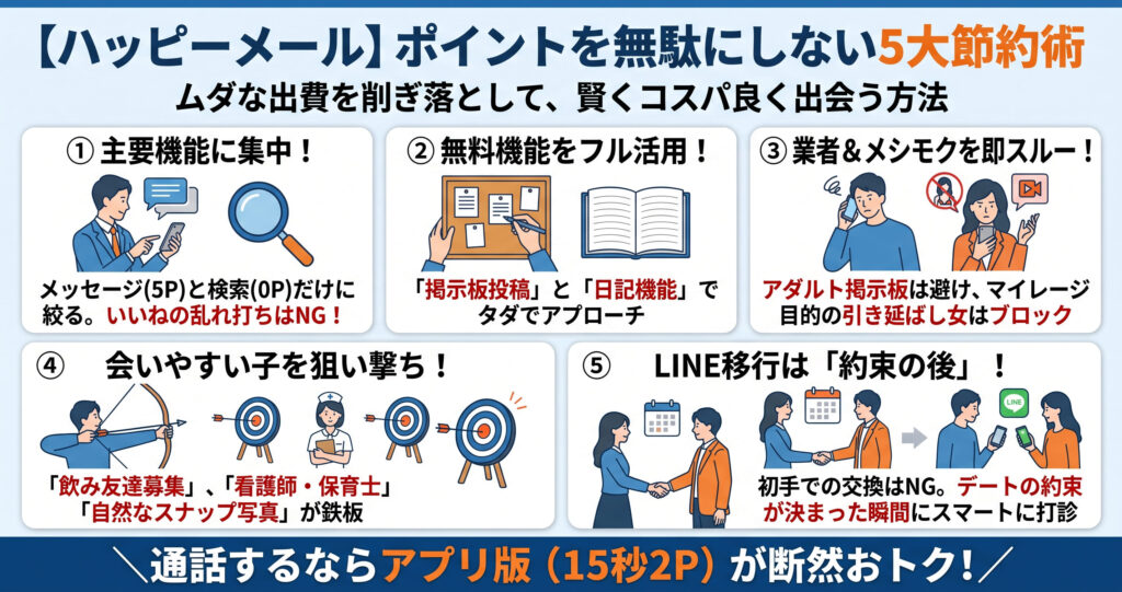 ポイント消費を最小限に抑えて安く出会う5つの節約術の概要