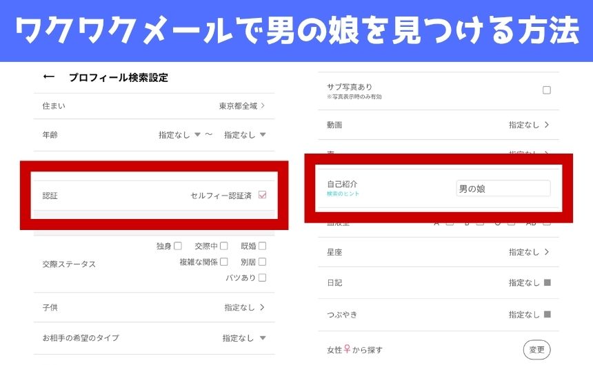 ワクワクメールで男の娘を見つける方法の実機画像