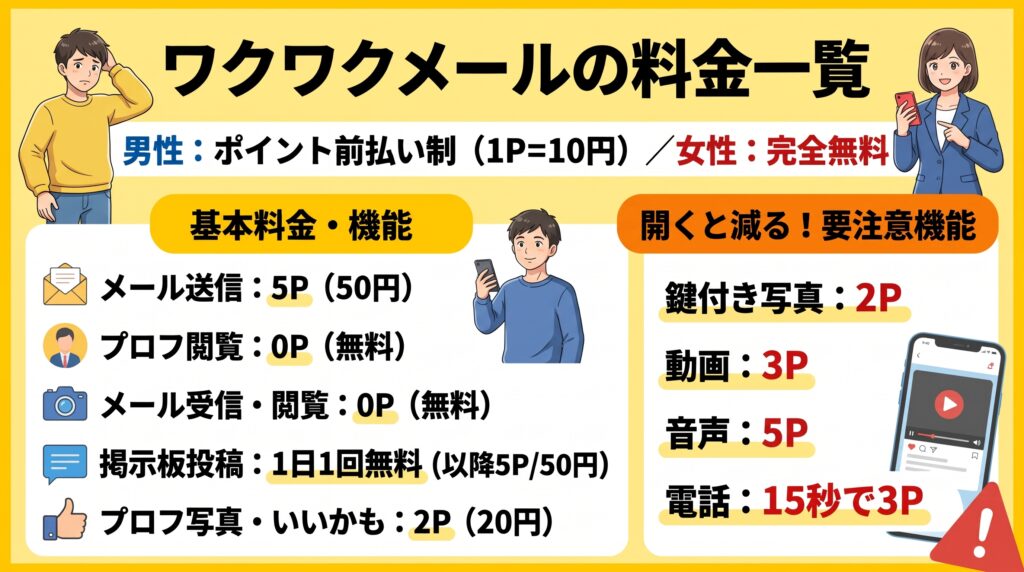 ワクワクメールの料金一覧の概要