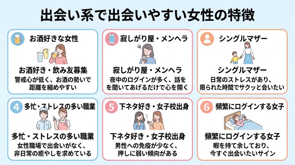 出会い系でタダマンしやすい女性の全特徴と攻略法の概要