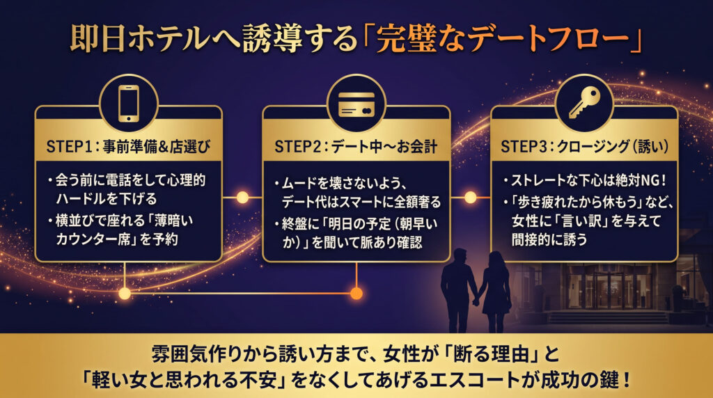 初デートから即日ホテルへ誘導するデート攻略法の概要