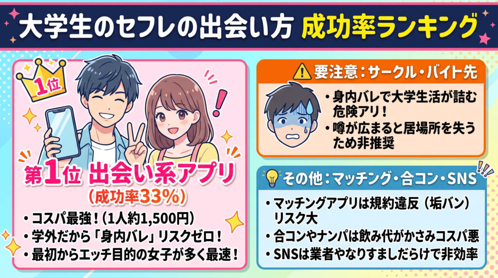 大学生がセフレを作るおすすめの出会い方7選の概要