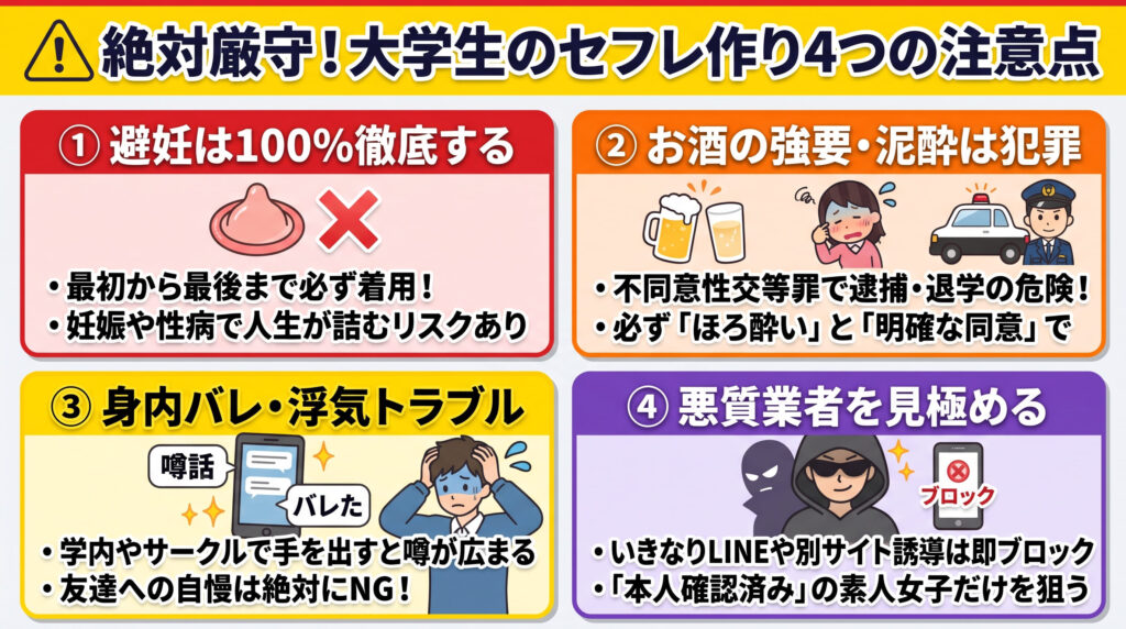大学生がセフレを作るときの注意点4つ【トラブル・犯罪回避】の概要