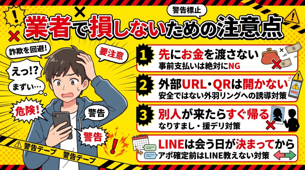 業者で損しないための注意点の概要