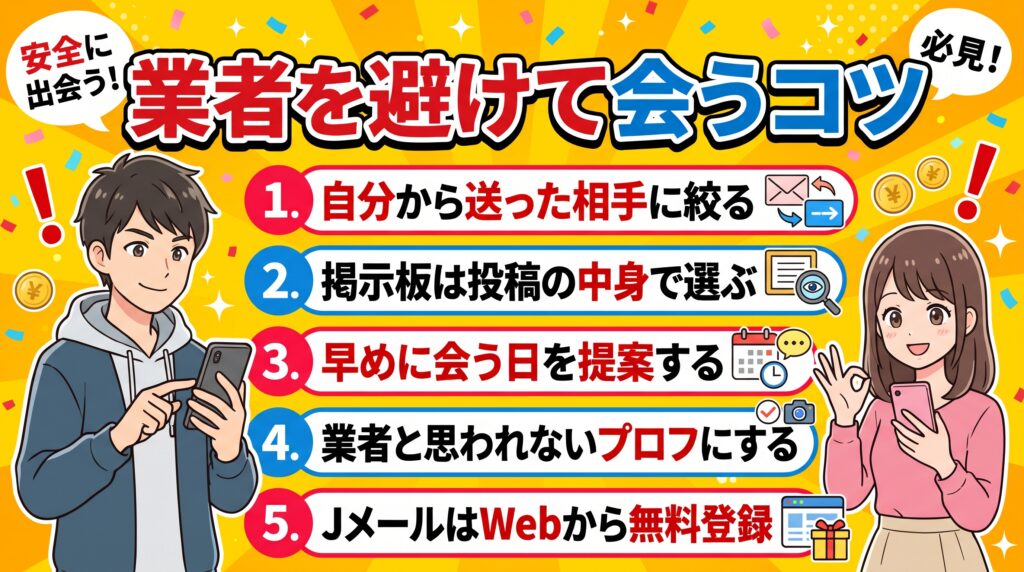 業者を避けて会うコツの概要